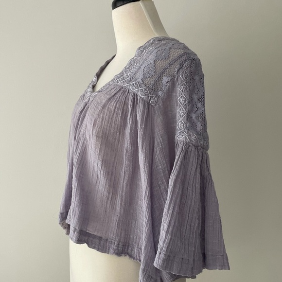 RARE FREE PEOPLE lavender blouse - Picture 2 of 4